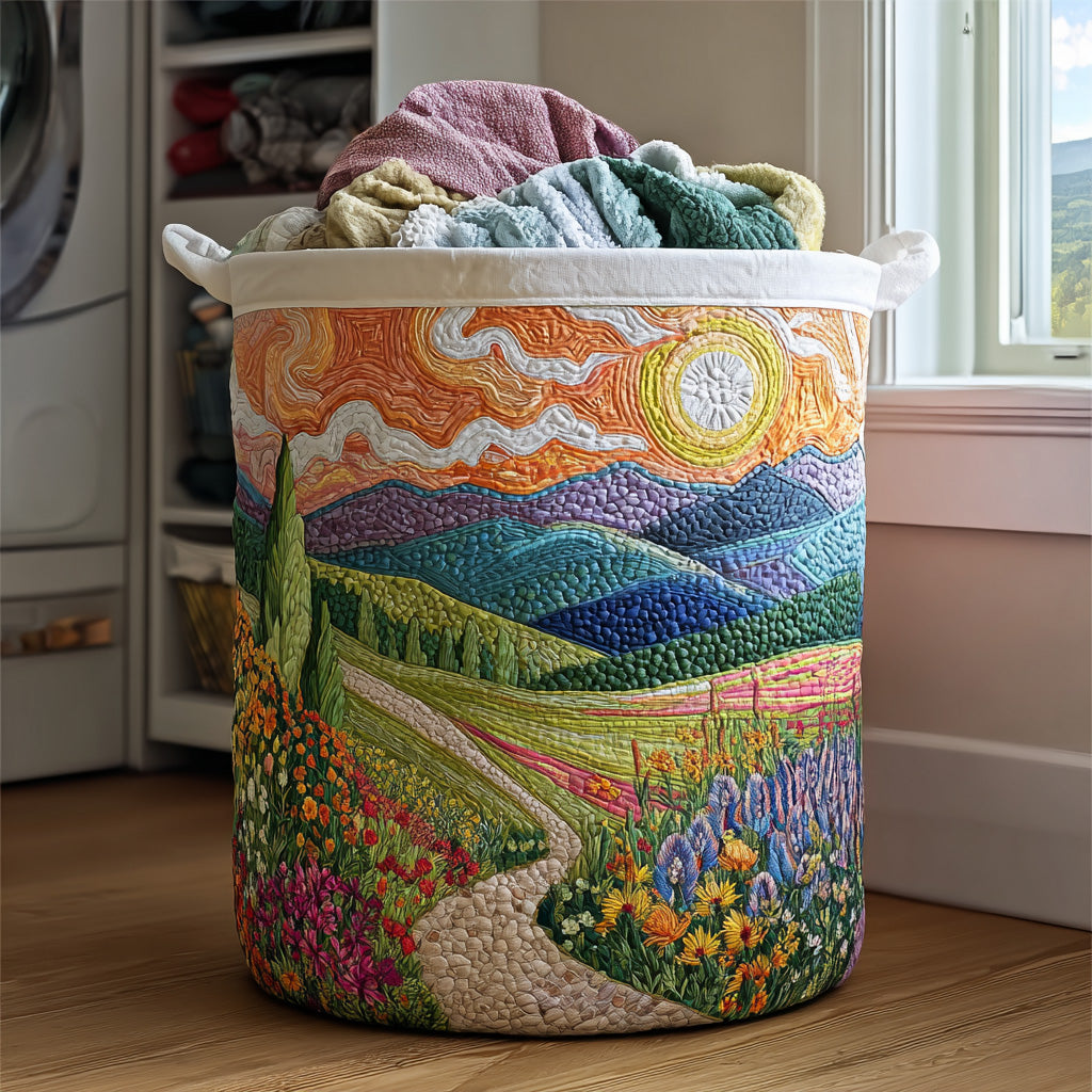 Sunlit Hills Quilted Laundry Basket Unique Gift For Laundry Lovers