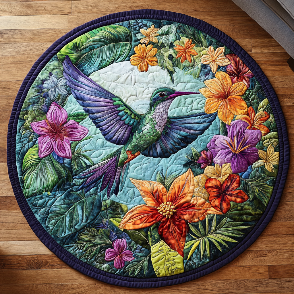 Sunlit Hover Quilted Round Mat Christmas Entry Way Decor Sunflower Presents