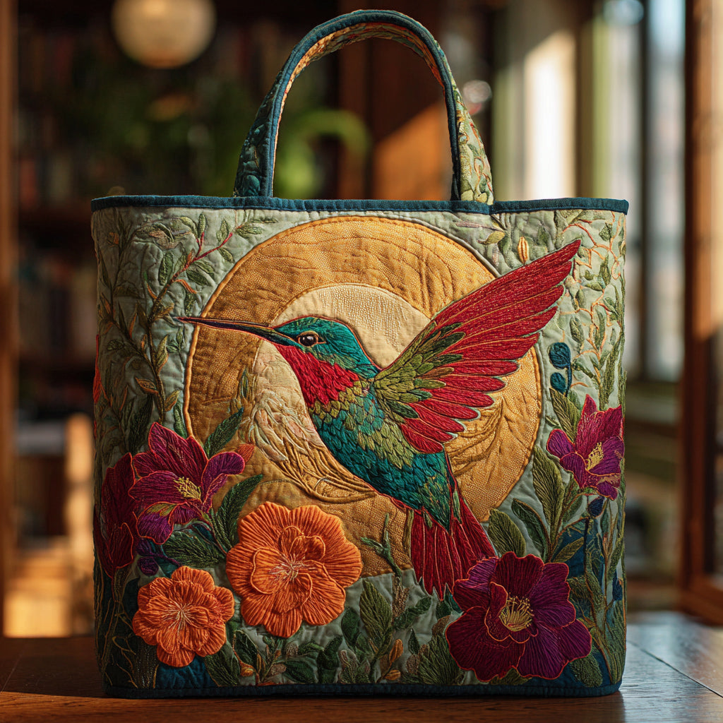 Sunlit Hummingbird Quilted Tote Bag Snowman Gifts For Adults