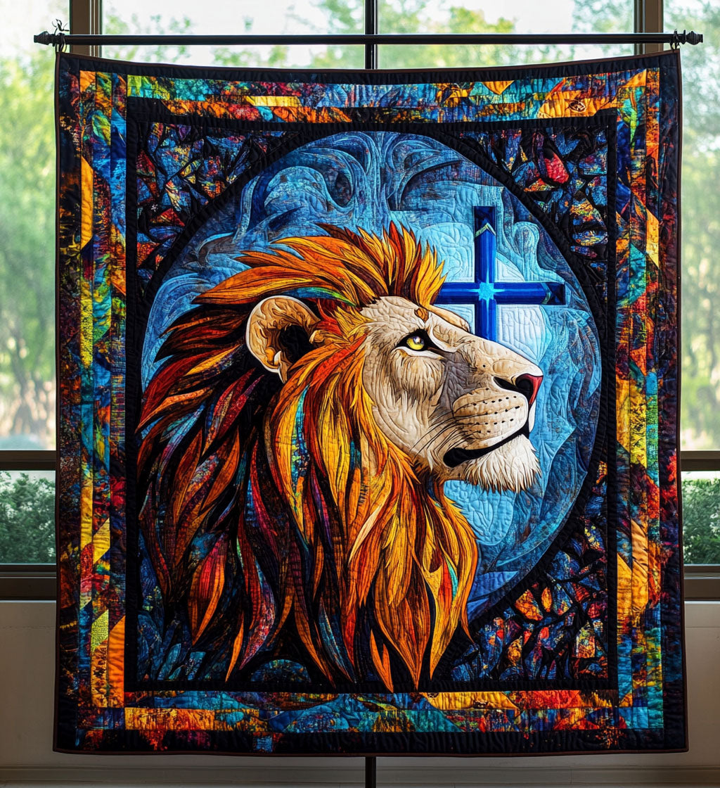 Sunlit Lionheart Quilted Blanket Lion Unique Throw Blankets