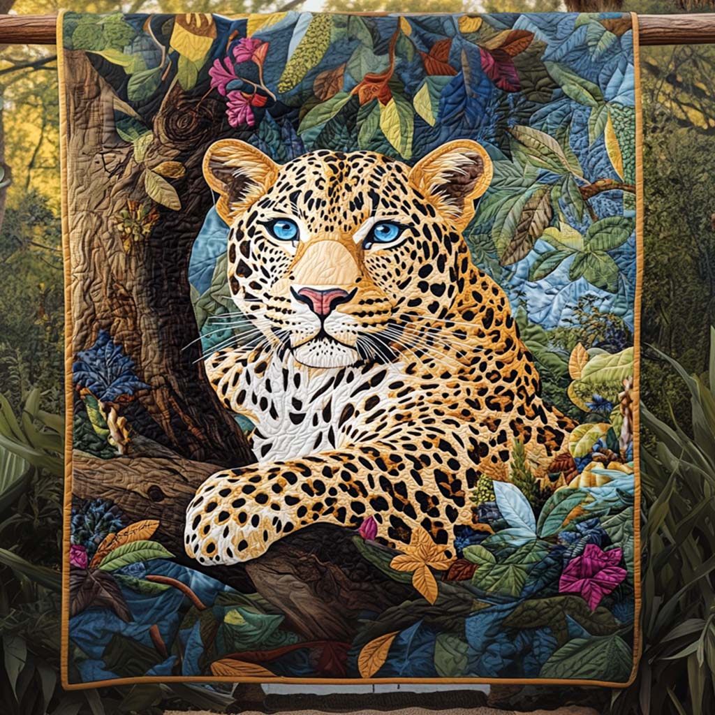 Sunlit Majesty Quilted Blanket Leopard Blanket Leopard Gifts For Her