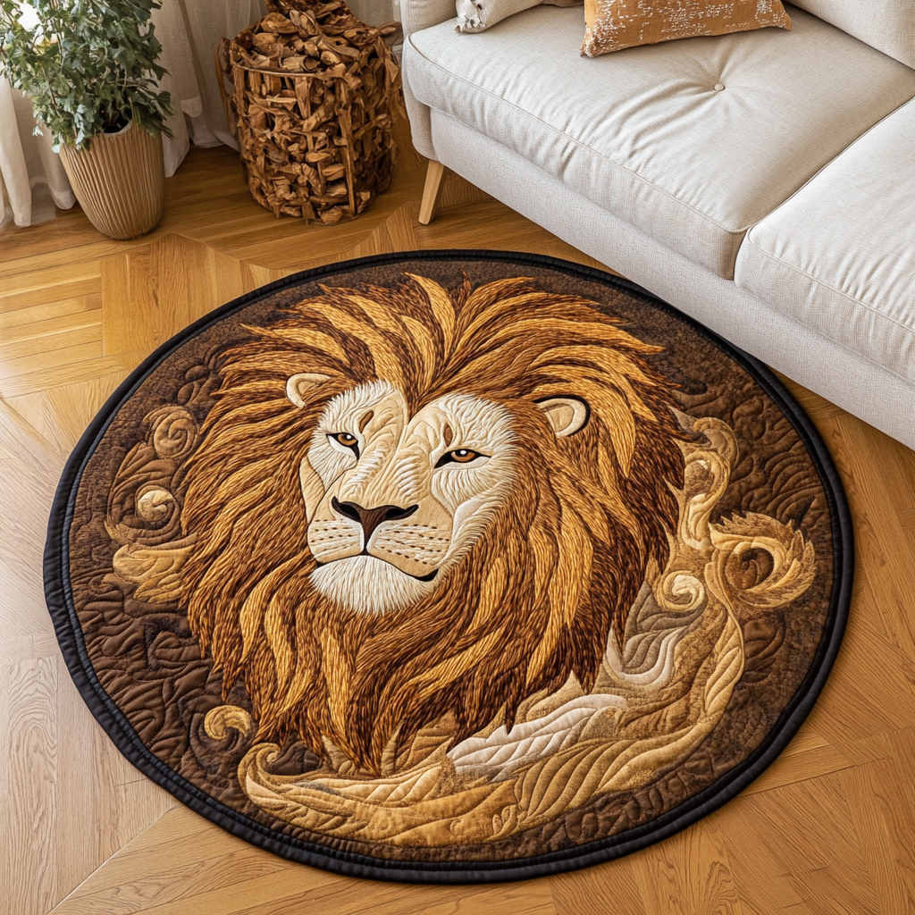 Sunlit Majesty Quilted Round Mat Foyer Christmas Decor Good LionThemed Gifts