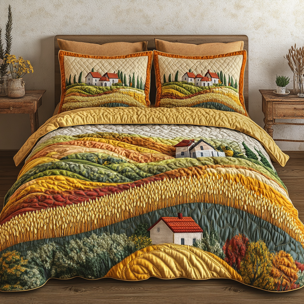 Sunlit Meadow Quilted Bedding Set Farmhouse Bedroom Decor Ideas Gifts For Family