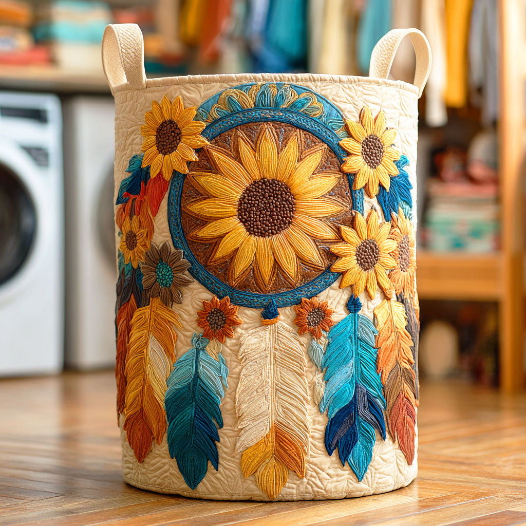 Sunlit Meadow Quilted Laundry Basket New Year Merch Gift