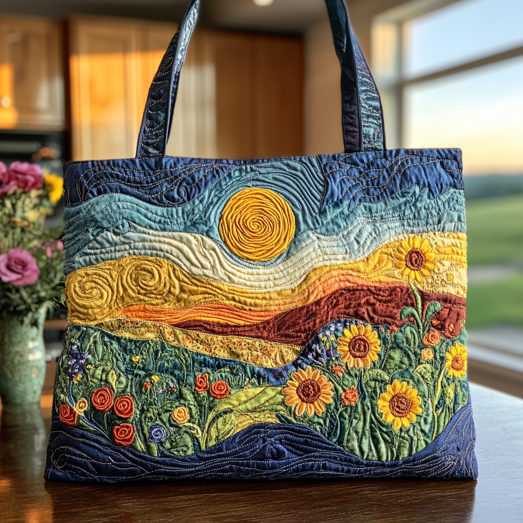 Sunlit Meadow Quilted Tote Bag Presents For Flower Lovers
