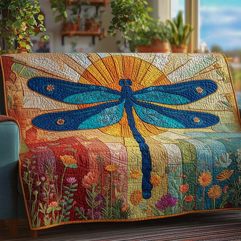 Sunlit Meadow Radiance Quilted Sofa Cover Holiday Living Room Decor Great Dragonfly Lover Gift Ideas