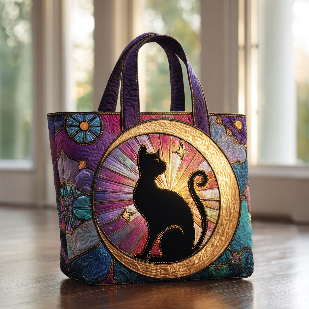 Sunlit Muse Quilted Tote Bag Novelty Cat Gifts