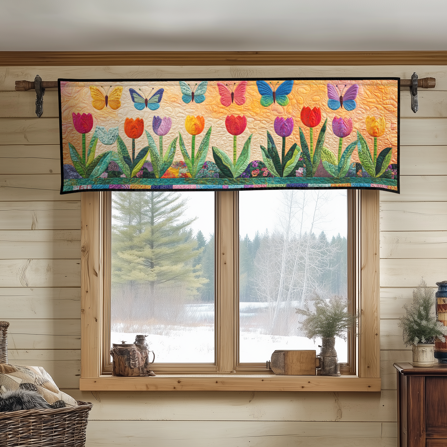 Sunlit Petals Quilted Valance Kitchen Curtains And Valances Special Birthday Gifts For Dad