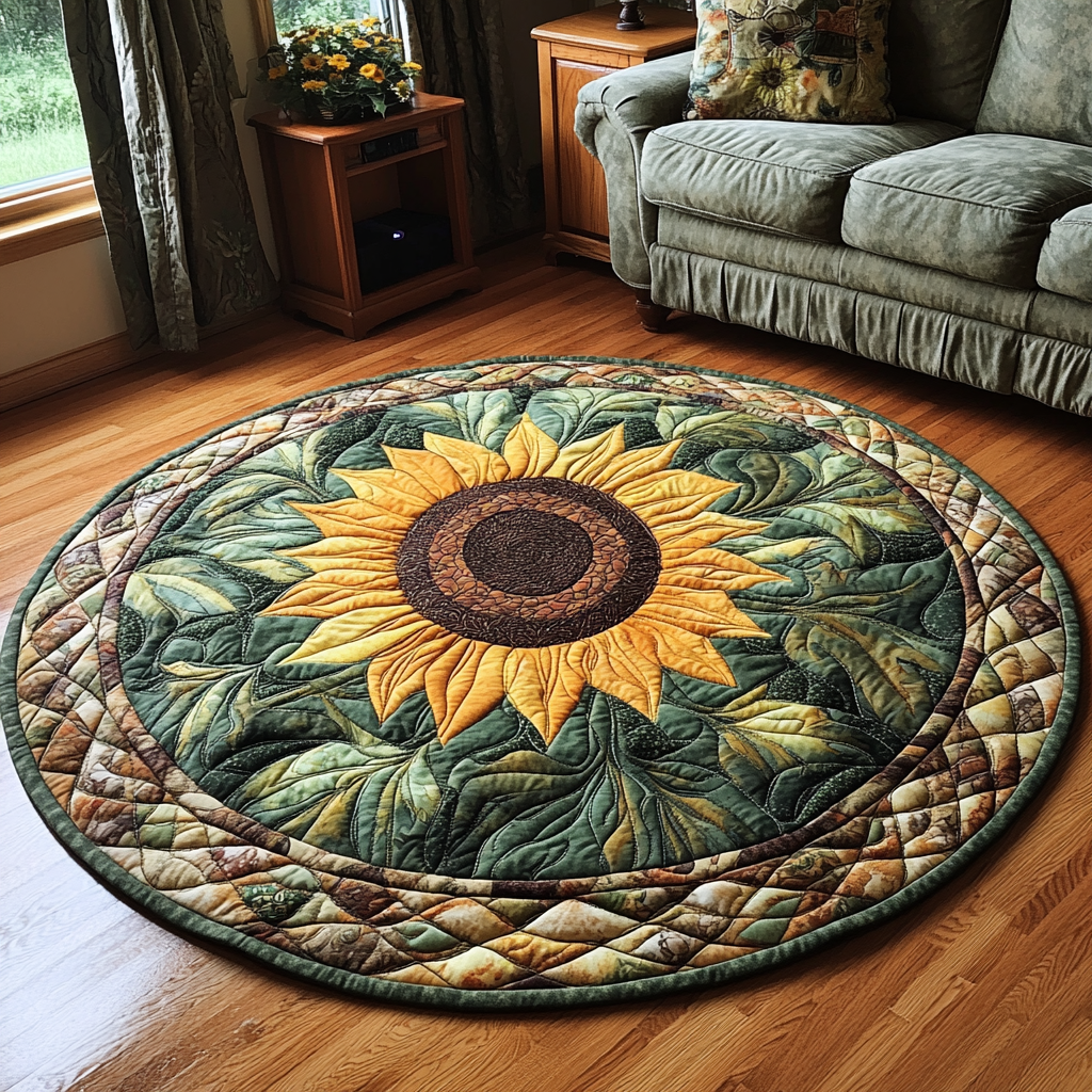 Sunlit Quilted Round Mat Entryway Ideas Sunflower Gifts For Women