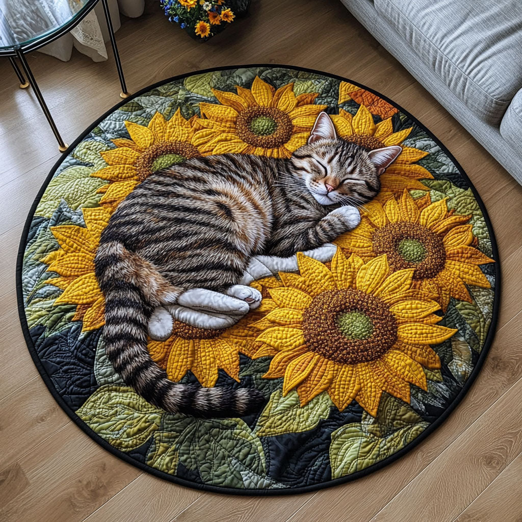 Sunlit Quilted Round Mat Front Door Idea Unique Cat Gifts