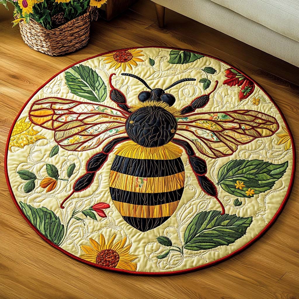 Sunlit Quilted Round Mat Outdoor Entryway Decor Sunflower Gifts For Friends