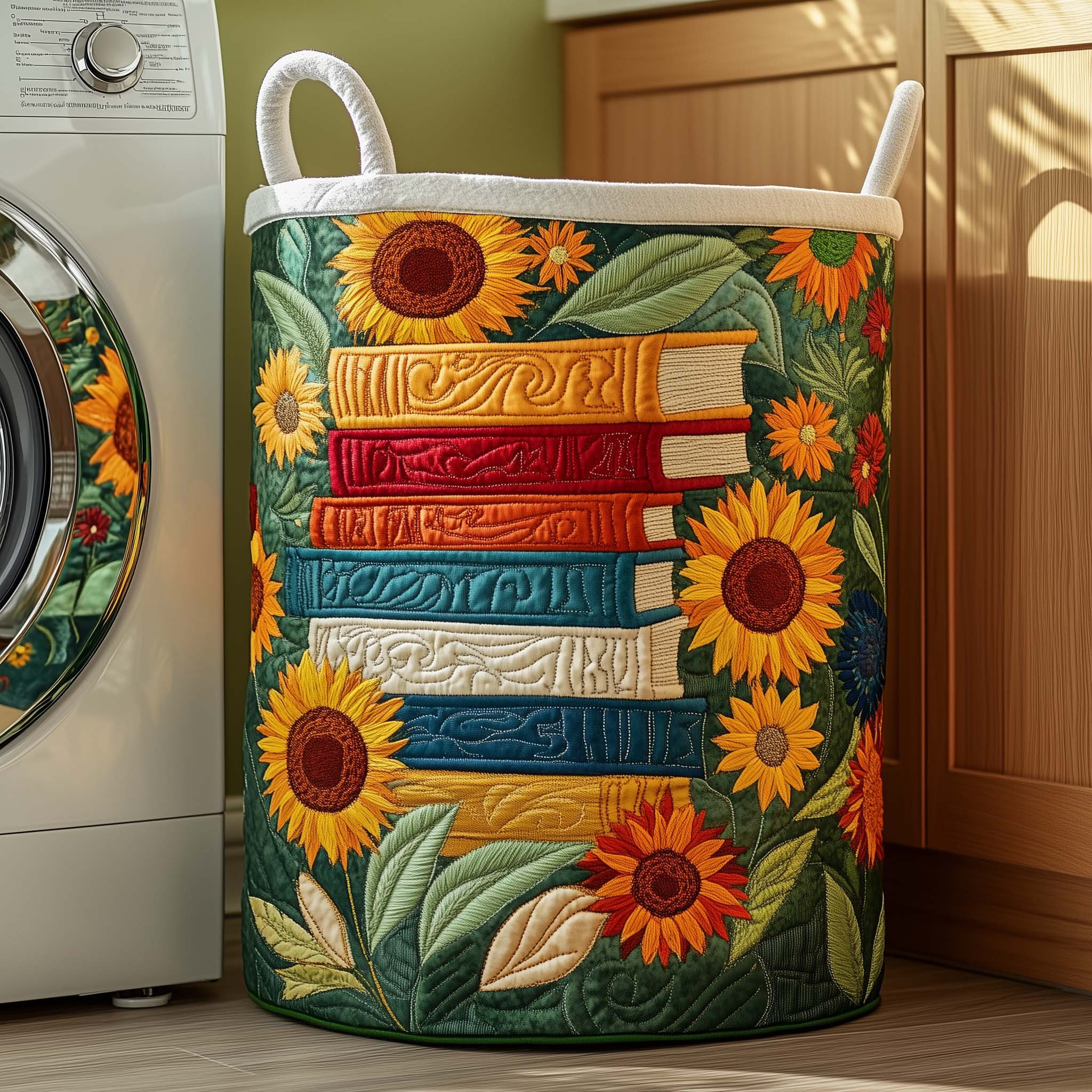 Sunlit Reads Quilted Laundry Basket Book Graphic Best Gifts For Bookworms