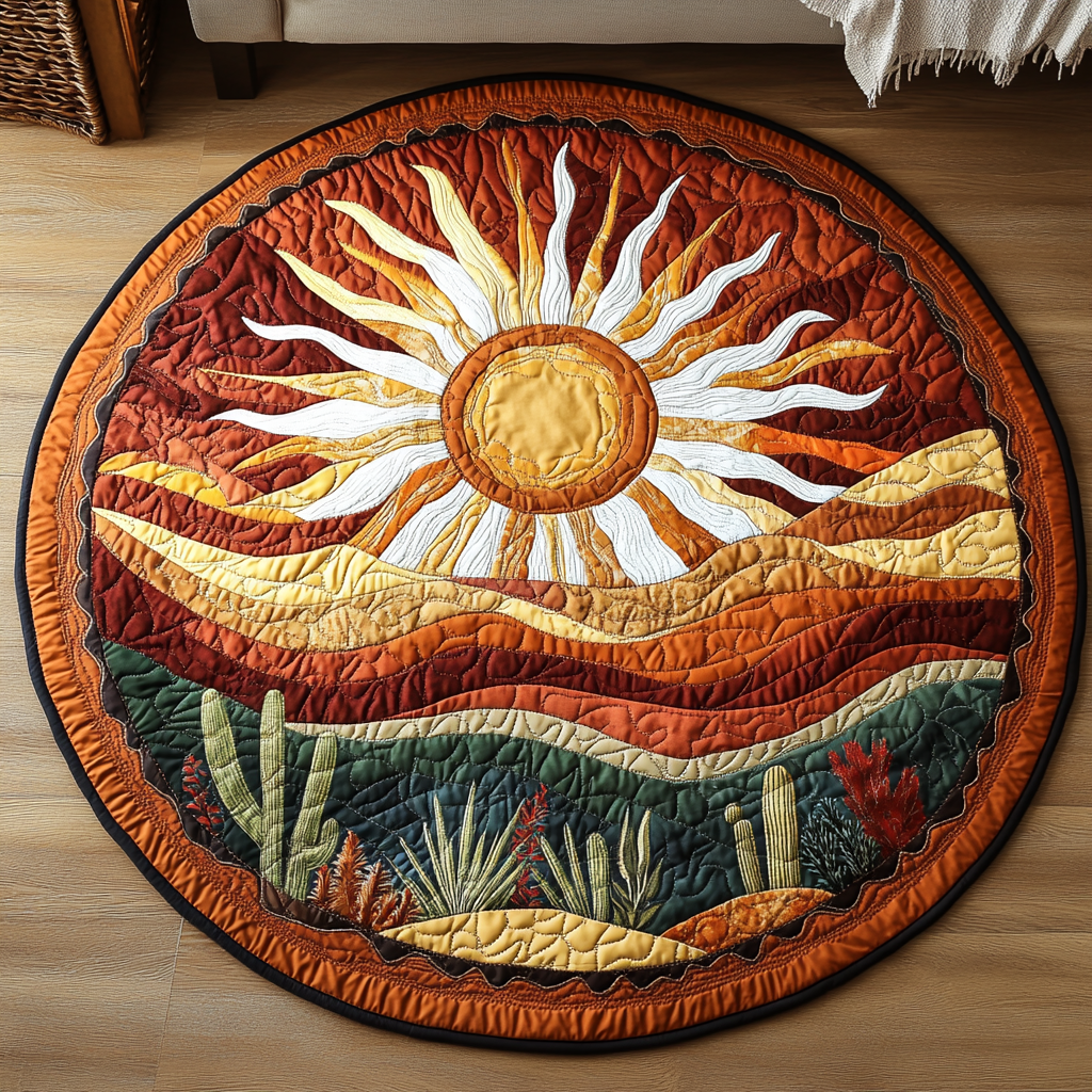 Sunlit Trails Quilted Round Mat Entrance Way Ideas Sunflower Theme Gifts