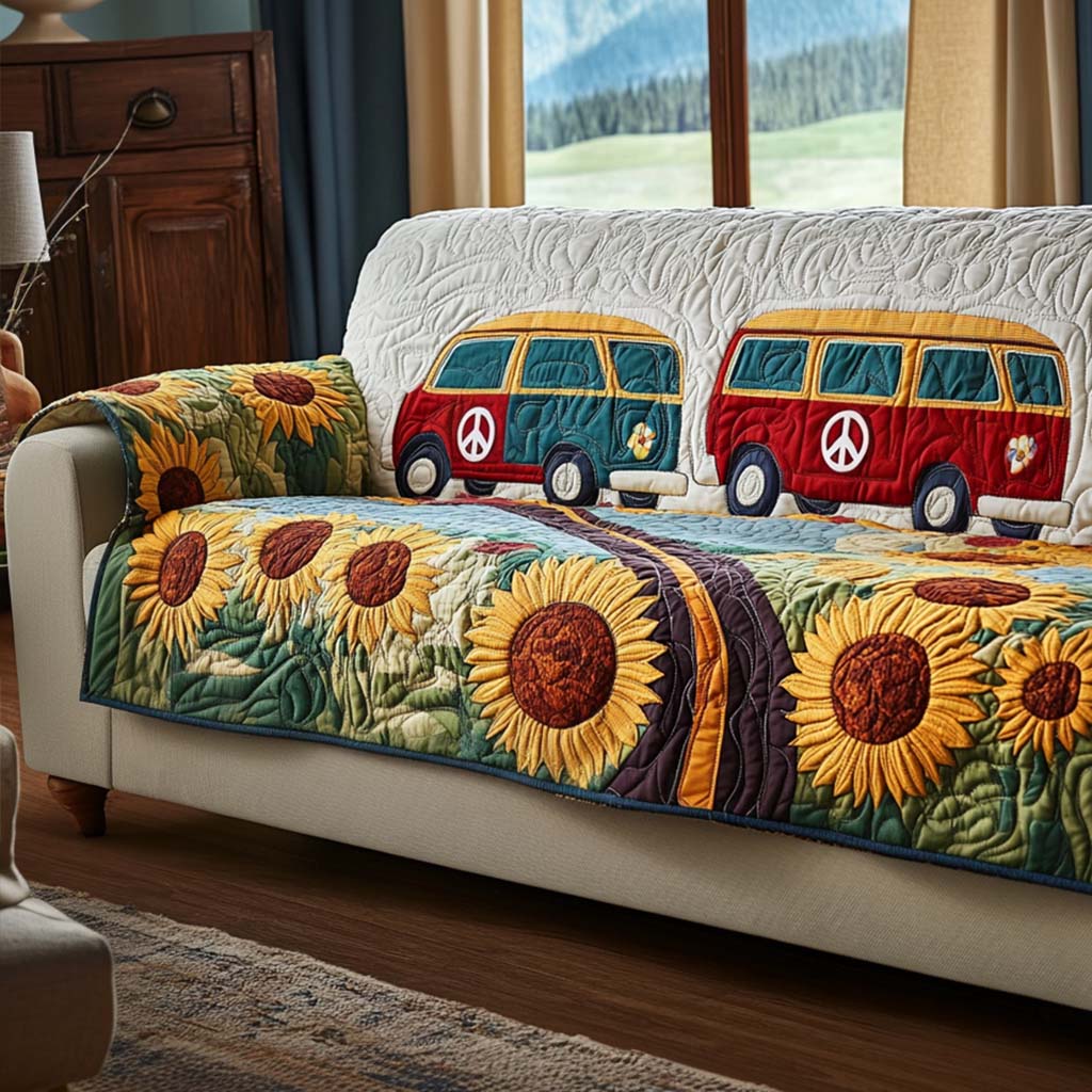 Sunlit Trip Quilted Sofa Cover Couch Protector Hippy Christmas Gifts