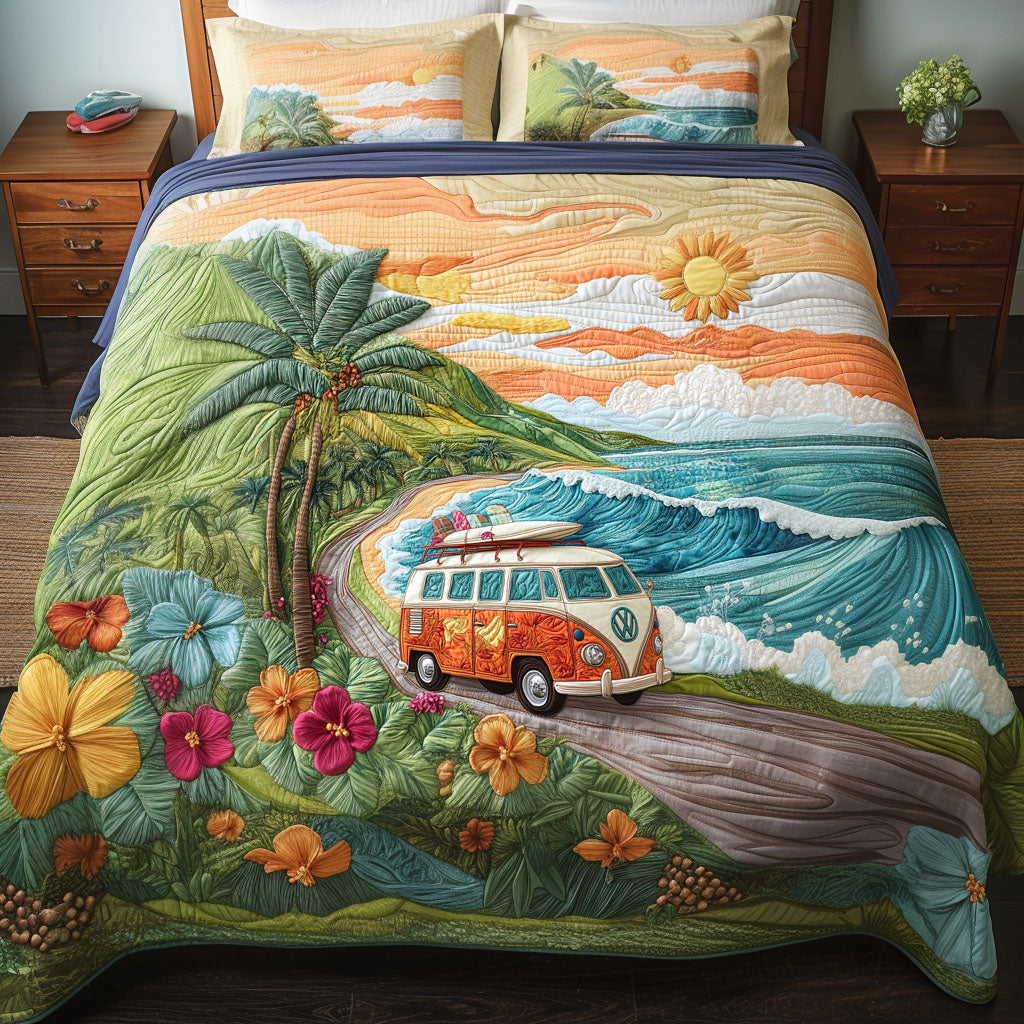Sunny Beach Bliss Quilted Bedding Set Bed Decorations Best Gifts For Hippie Friends