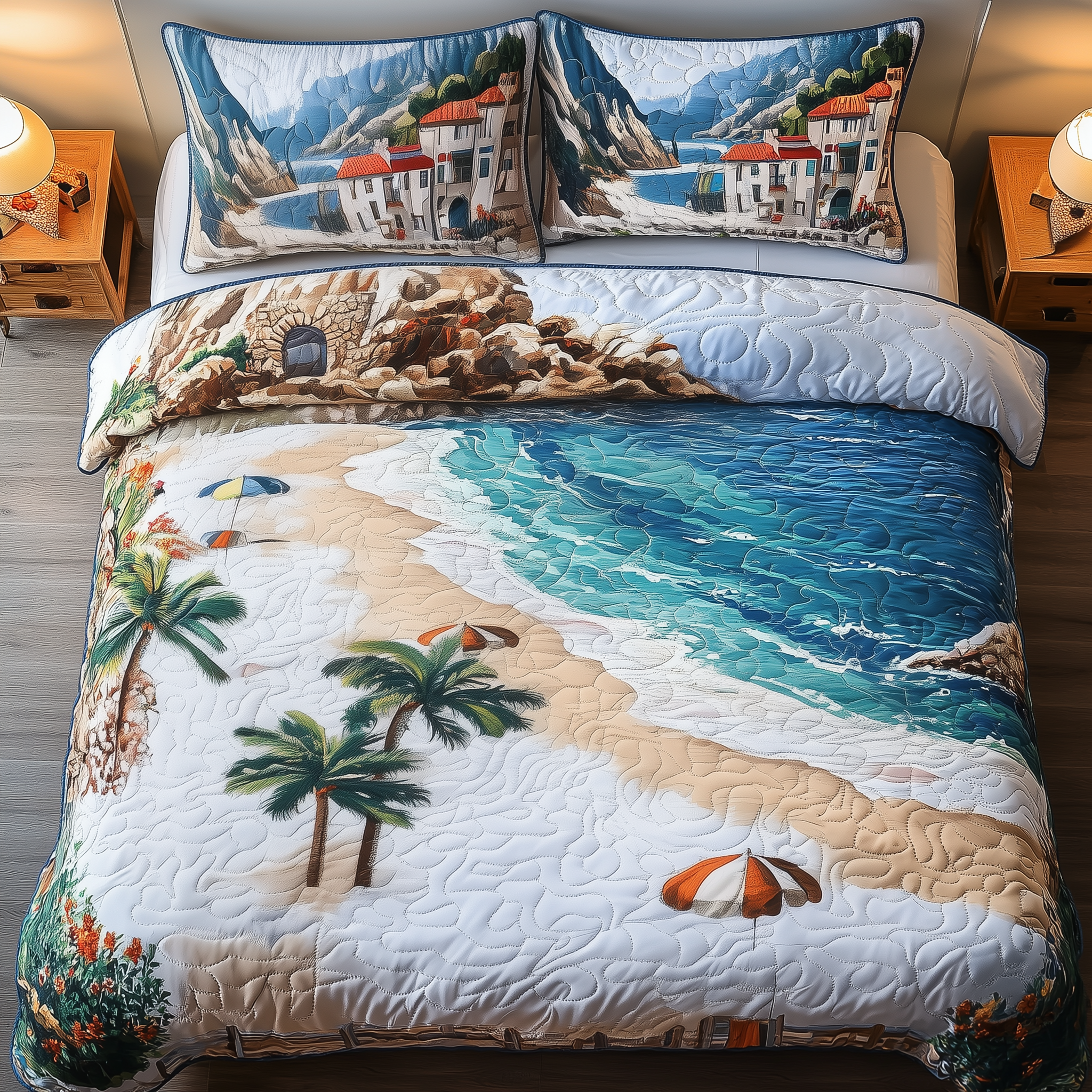 Sunny Beach Quilted Bedding Set Xmas Gifts For Teens