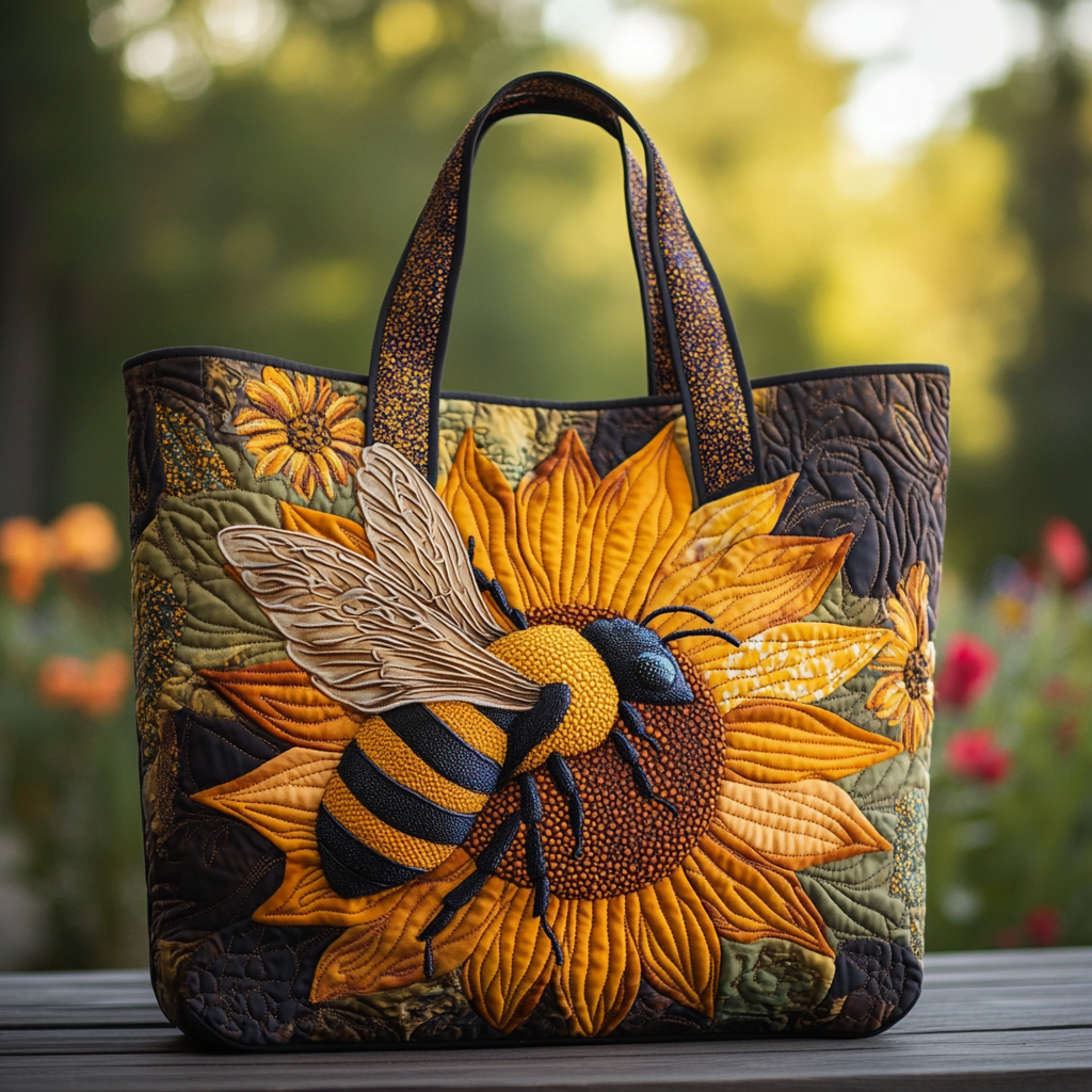 Sunny Bee Quilted Tote Bag Bee Themed Gifts For Her