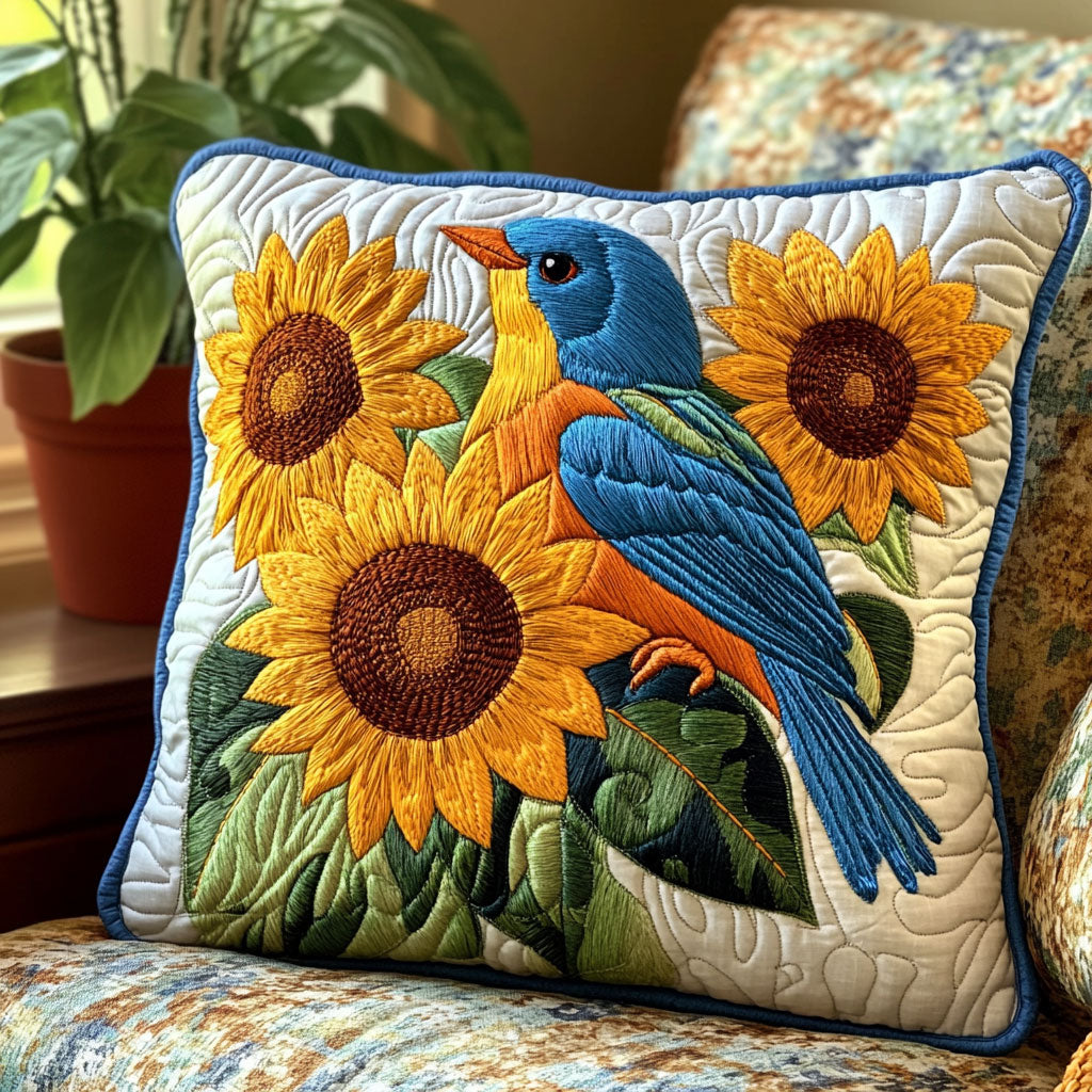 Sunny Bird Quilt Pillow Case Cozy Microfiber Pillowcase for Daily Comfort