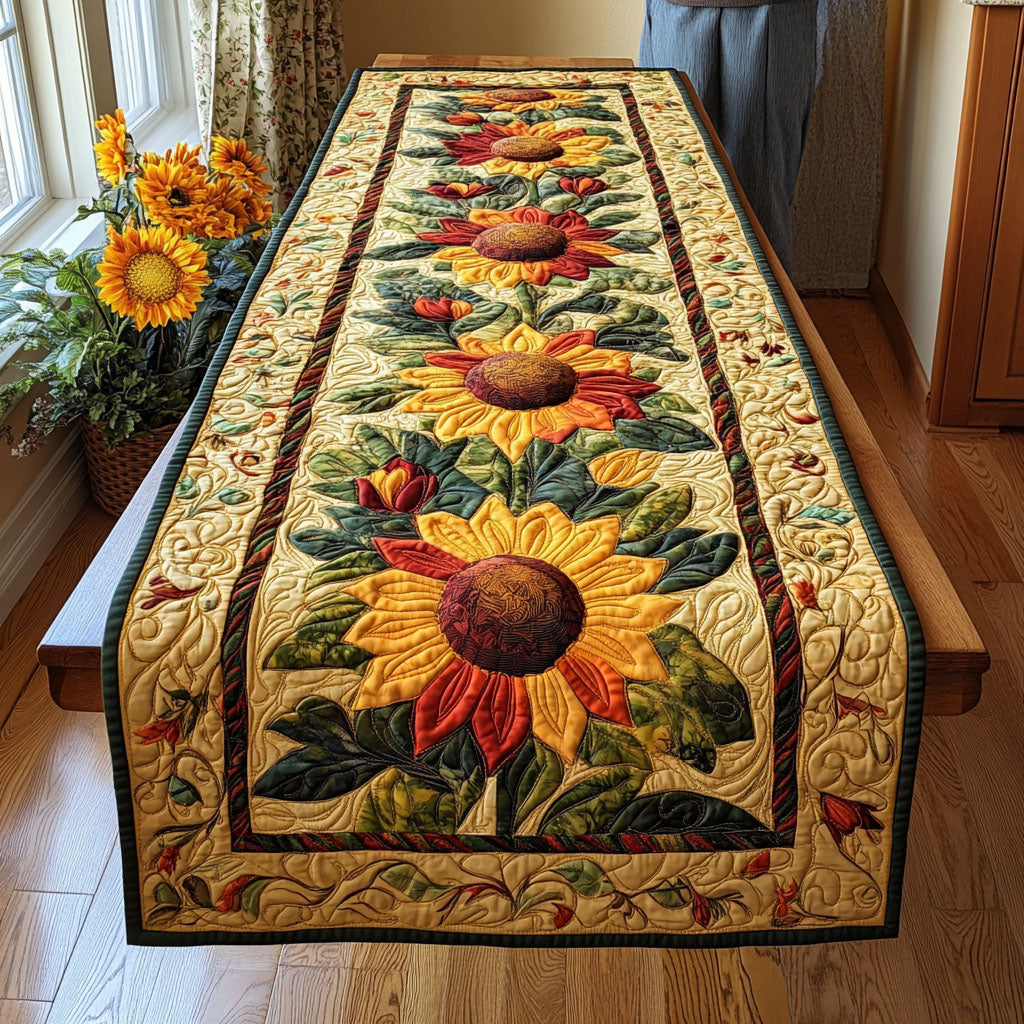 Sunny Bloom Drift Quilted Table Runner Floral Runner Best Gifts For New Moms