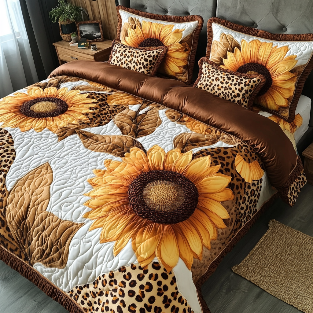Sunny Bloom Quilted Bedding Set Bedroom Decor Ideas Gifts For Sunflower Lovers
