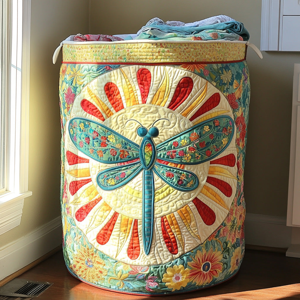 Sunny Bloom Quilted Laundry Basket Merch For Cozy Nights