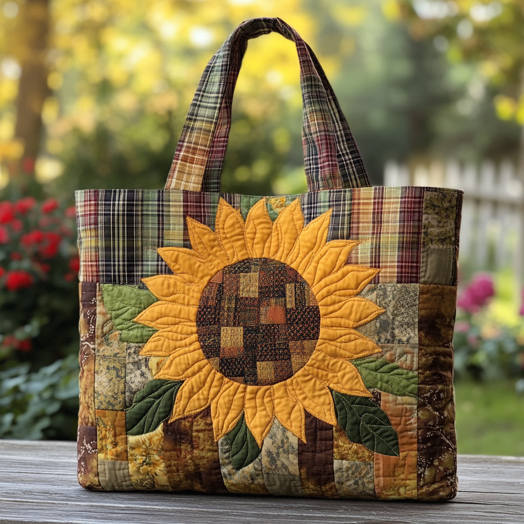 Sunny Bloom Quilted Tote Bag Sunflower Throw Gift
