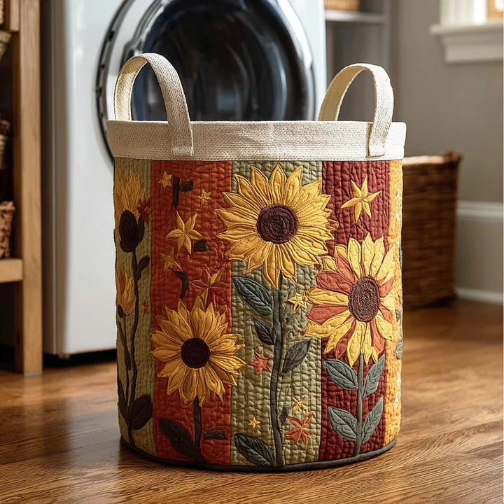 Sunny Blooms Floral Quilted Laundry Basket Garden Inspired Home Organizer Best Gift For Floral Lovers