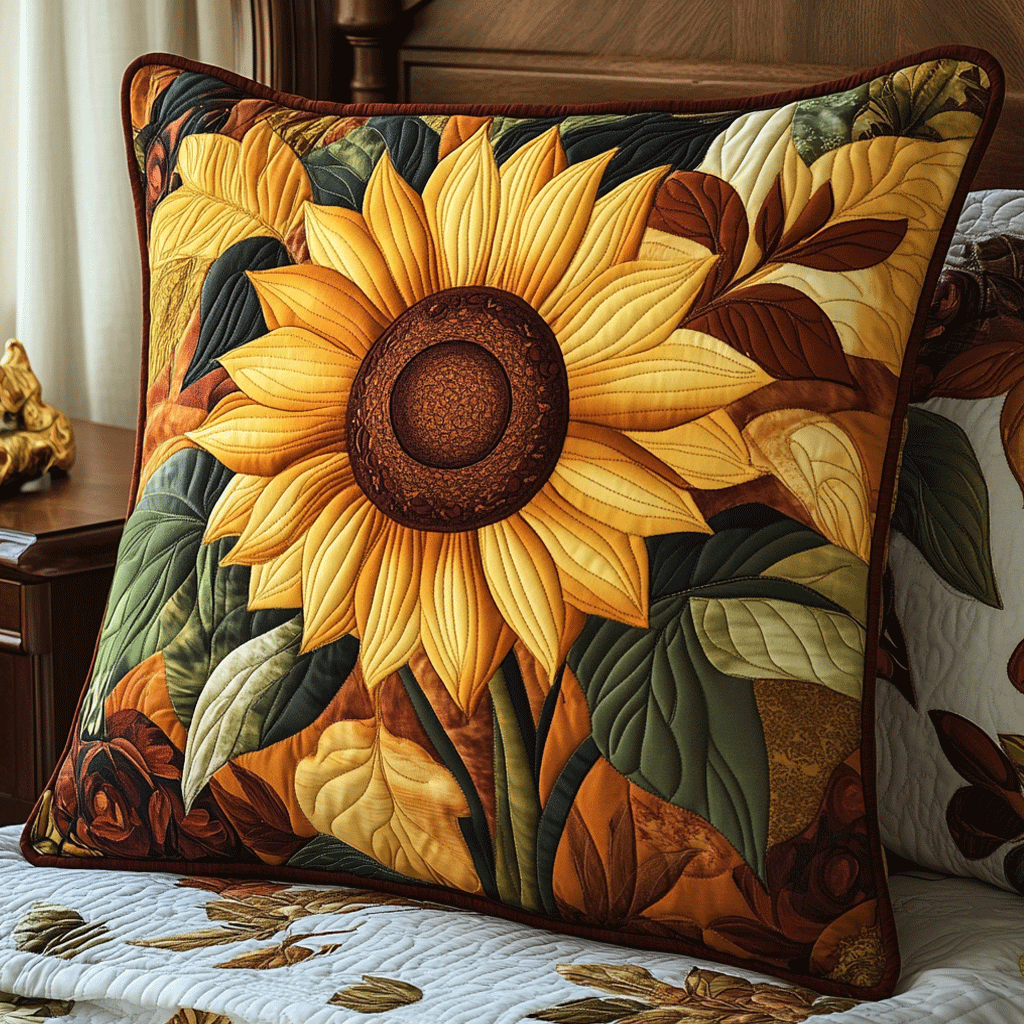 Sunny Blooms Quilted Pillow Case Holiday Pillow Cover Decoration