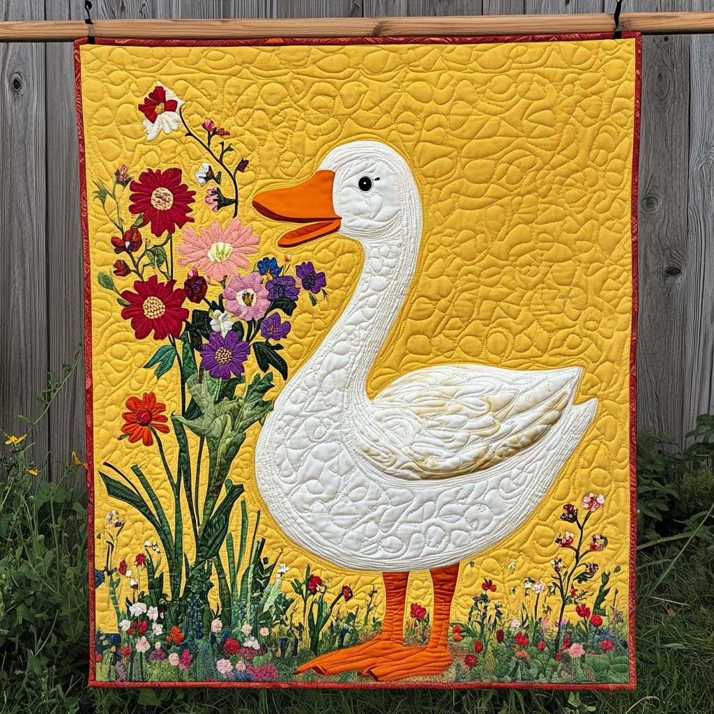 Sunny Blossom Quilted Blanket Duck Gifts For Duck Lovers