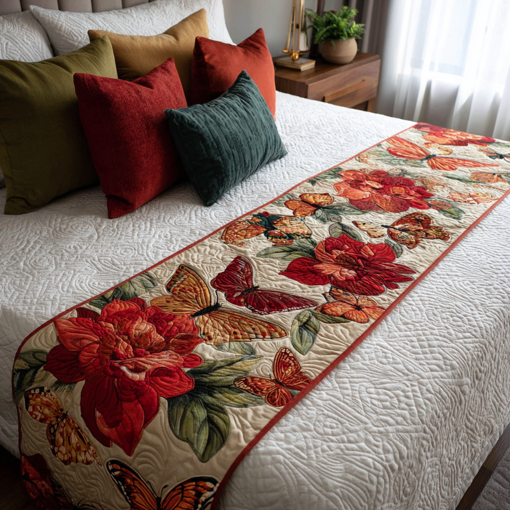 Sunny Butterfly Quilted Bed Runner Bed Decorations Butterfly Themed Presents