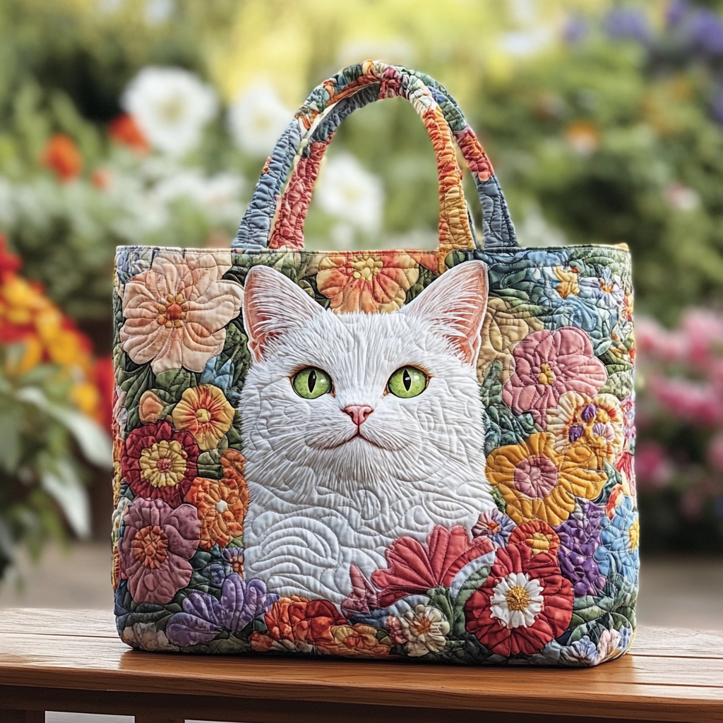 Sunny Cat Quilted Tote Bag Cat Lady Presents