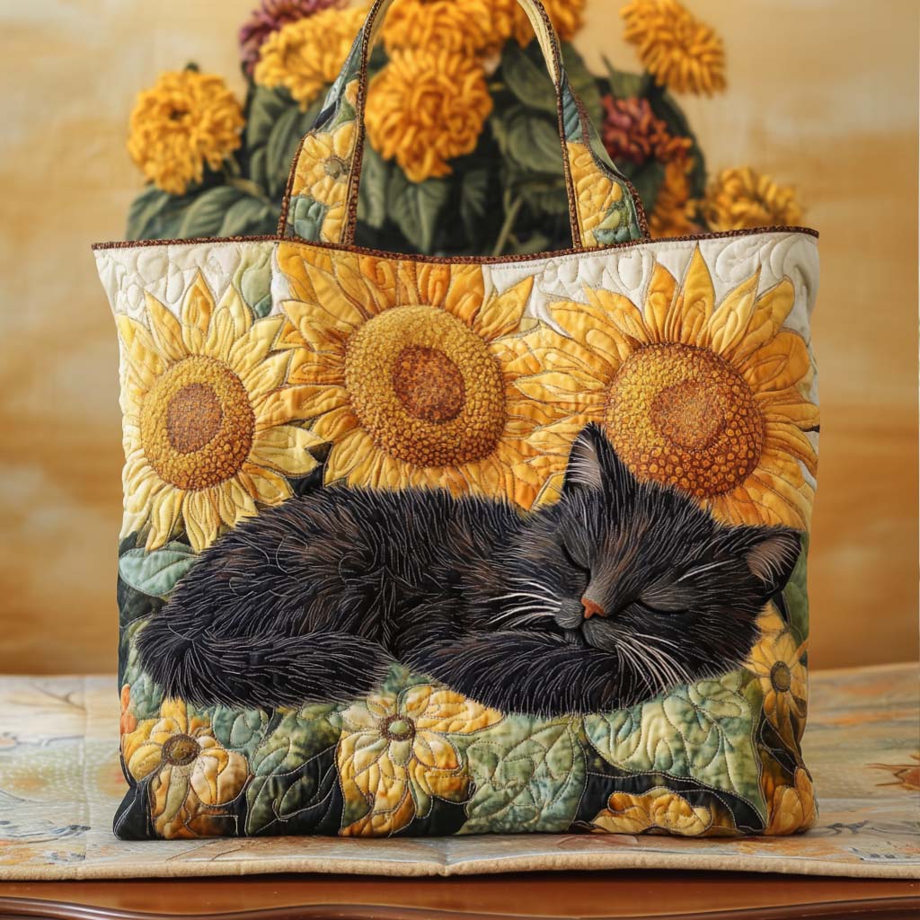 Sunny Cat Quilted Tote Bag Cat Mom Gift ideas