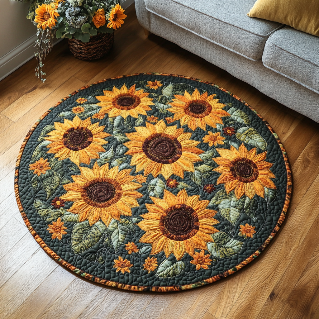 Sunny Charm Quilted Round Mat Front Entryway Ideas Sunflower Christmas Gift Ideas