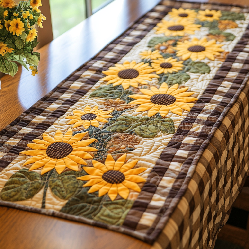 Sunny Charm Quilted Table Runner Dining Room Decor Ideas Sunflower Birthday Gifts