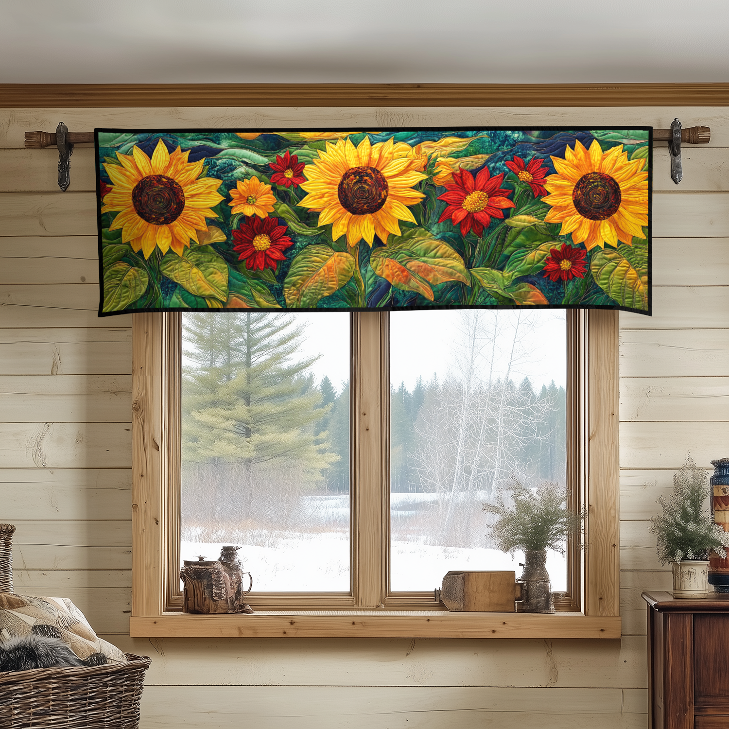 Sunny Charm Quilted Valance Entryway Decor Daisy Plant Gifts