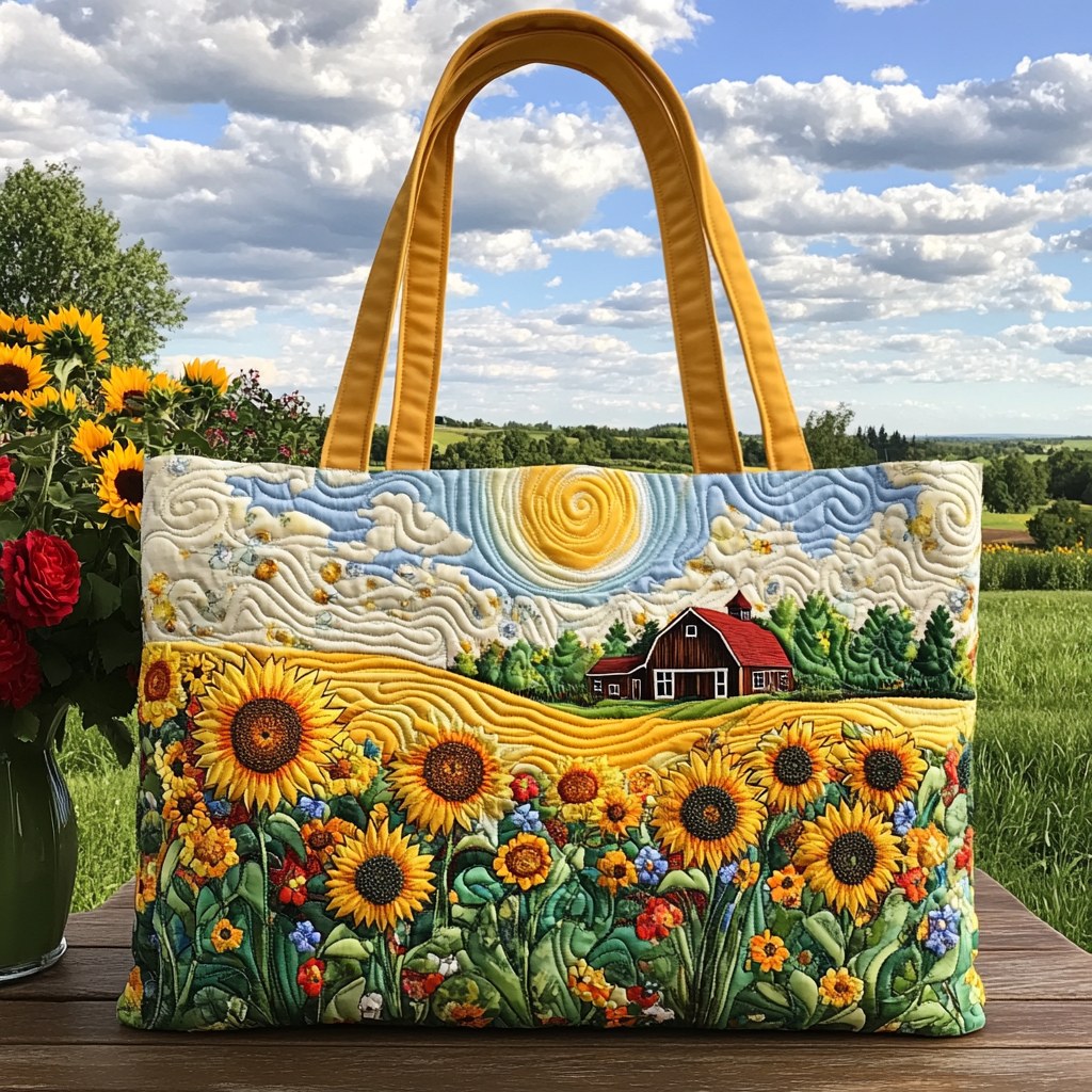 Sunny Cottage Quilted Tote Bag Sunflower Gift Items