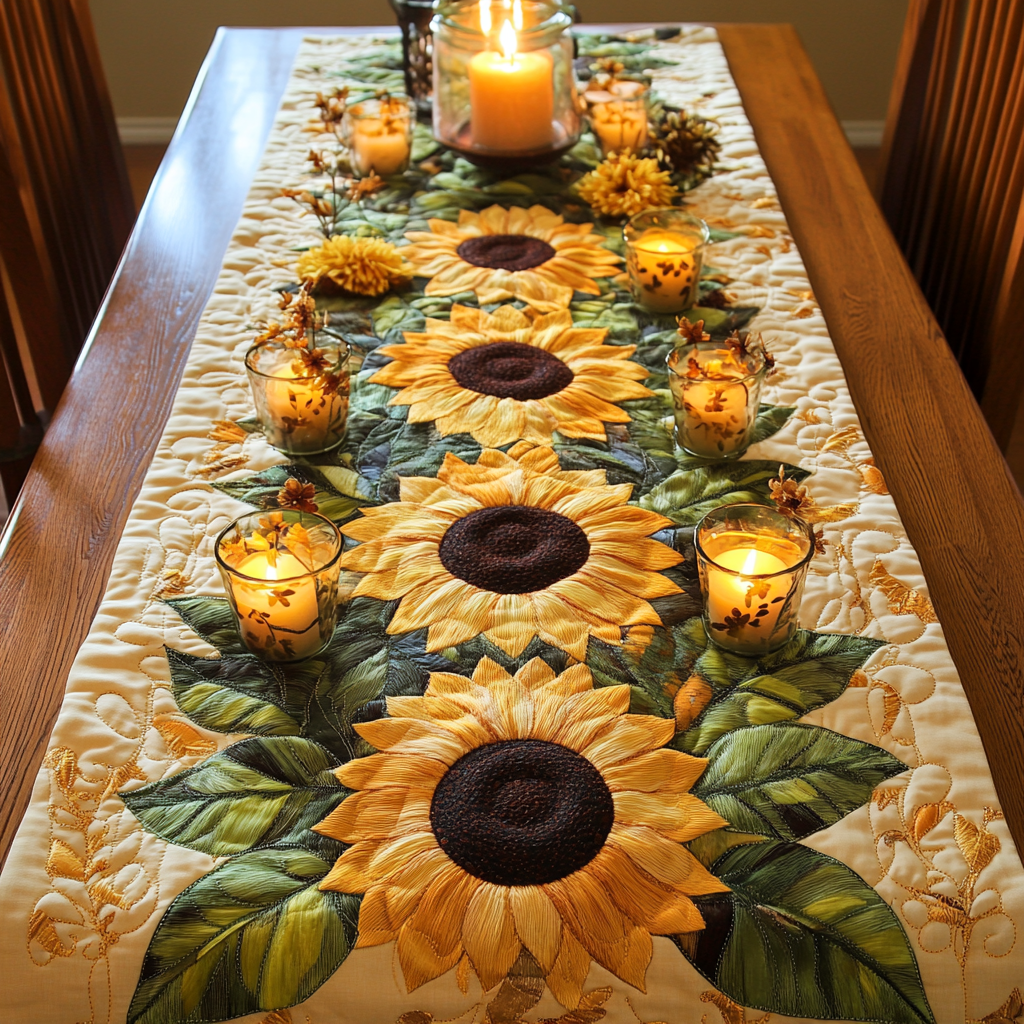 Sunny Delight Quilted Table Runner Holiday Table Runner Dad Birthday Gifts