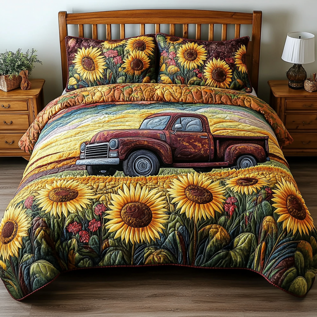 Sunny Drive Quilted Bedding Set Bedroom Decor Patriotic Presents