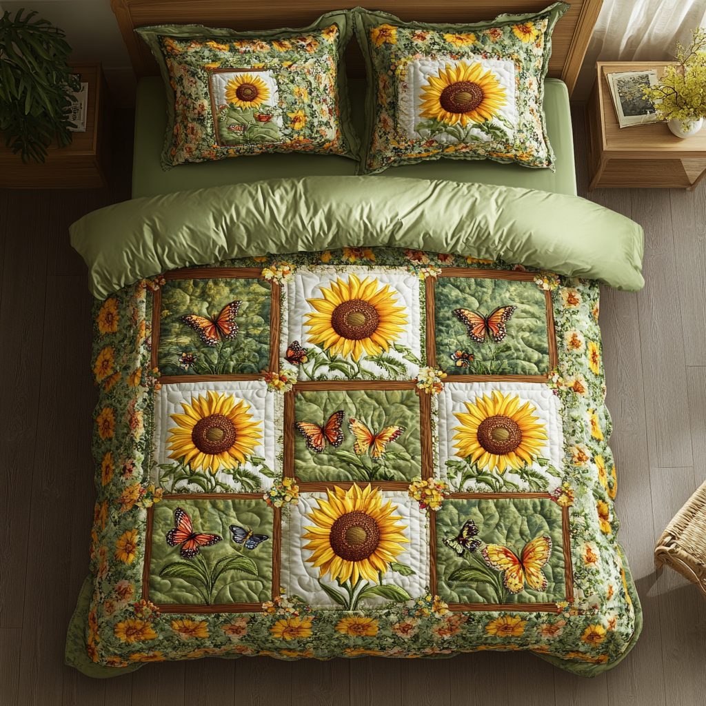 Sunny Field Quilted Bedding Set Trendy Bedding Set for Bedroom Makeover