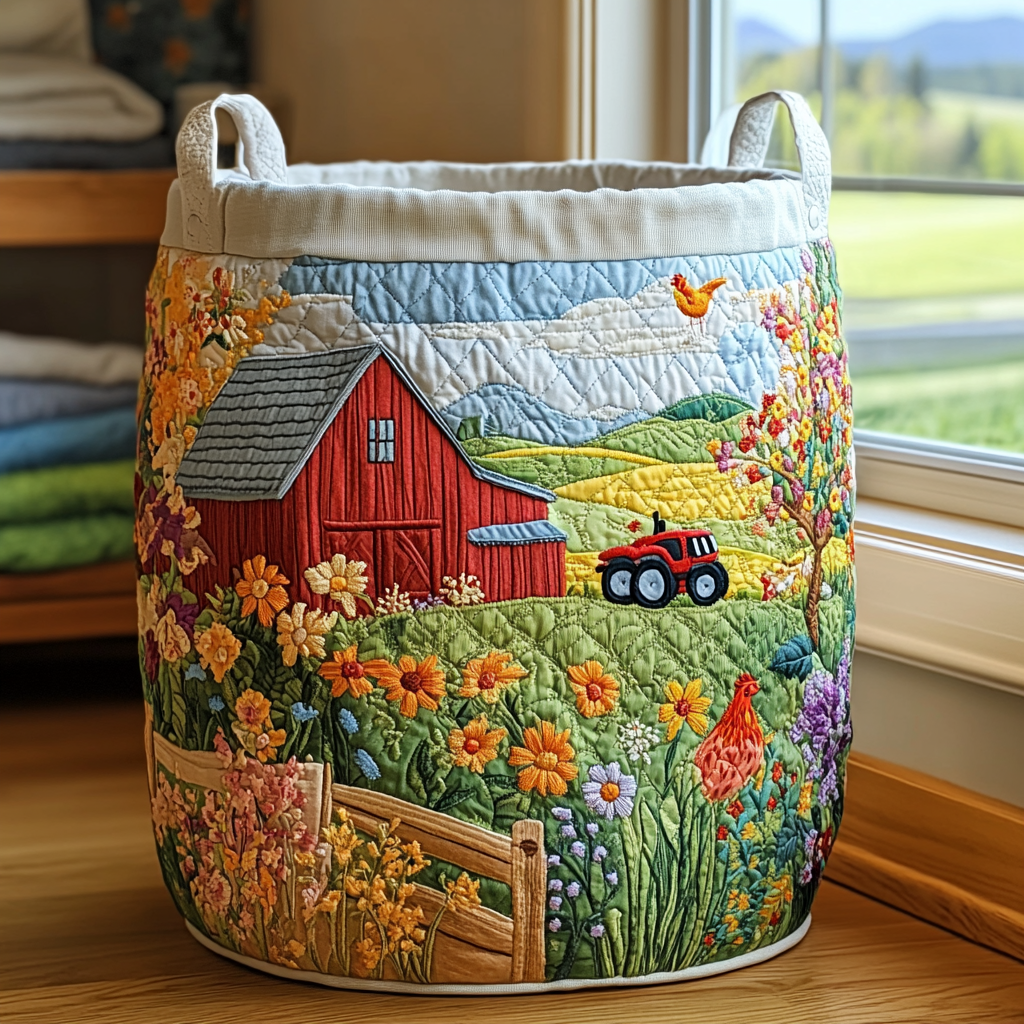Sunny Field Quilted Laundry Basket Must-Have Home Essential