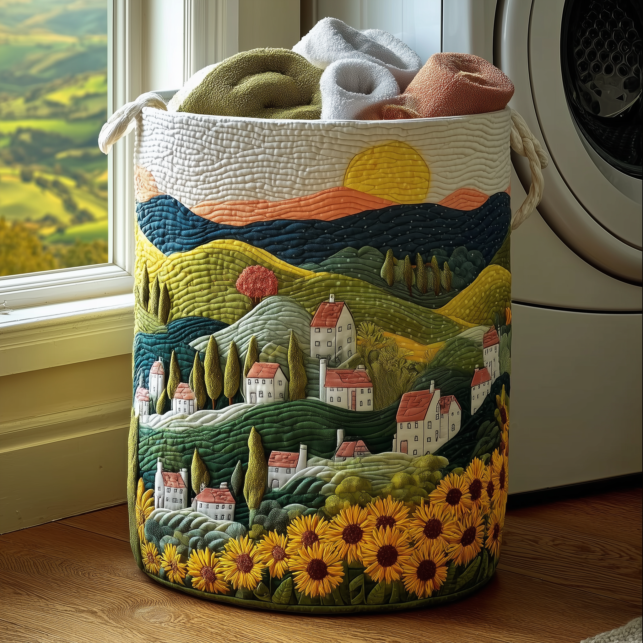 Sunny Fields Quilted Laundry Basket Top Choice For Housewarming