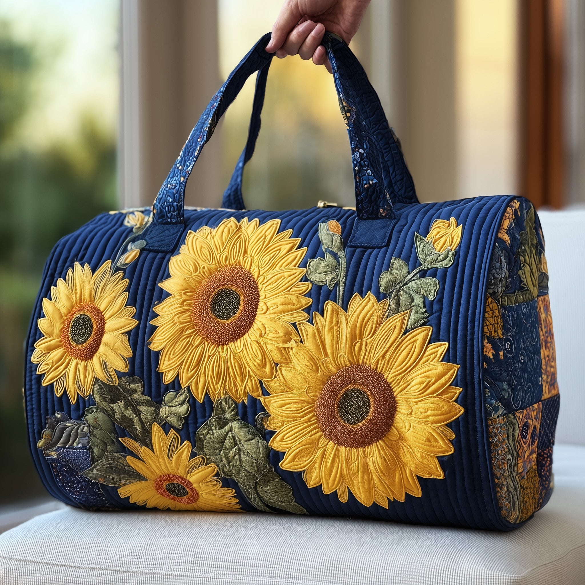 Sunny Flower Quilted Duffle Bag Mother's Day Gift Idea