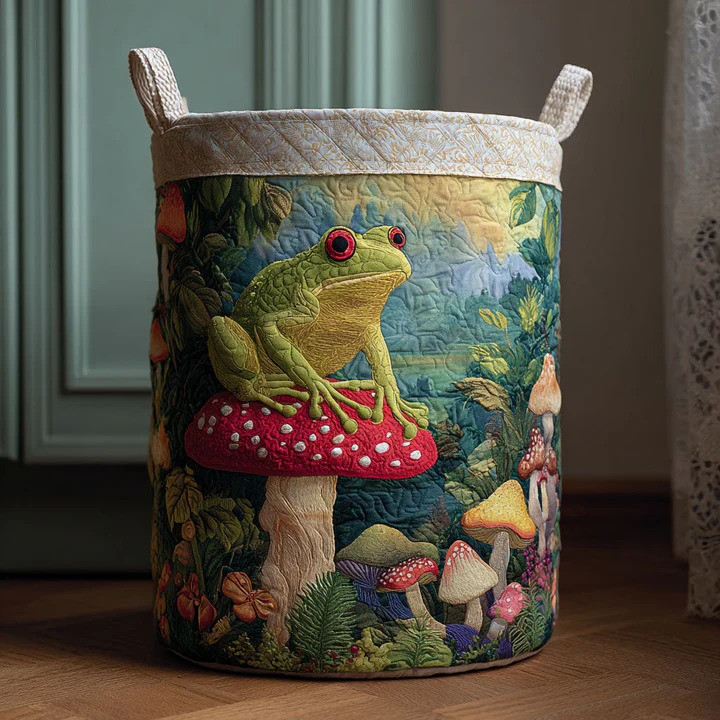 Sunny Frog Quilted Laundry Basket Cute Animal Home Storage Organizer Best Gift For Frog Lovers