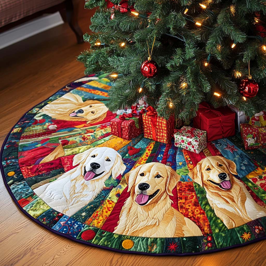 Sunny Fur Christmas Quilted Tree Skirt Christmas Holiday Living Room Decor Home