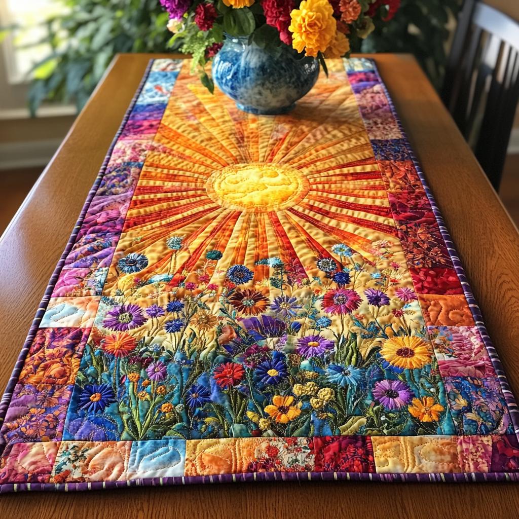 Sunny Garden Quilted Table Runner Dining Table Decor Ideas Mother In Law Christmas Gift