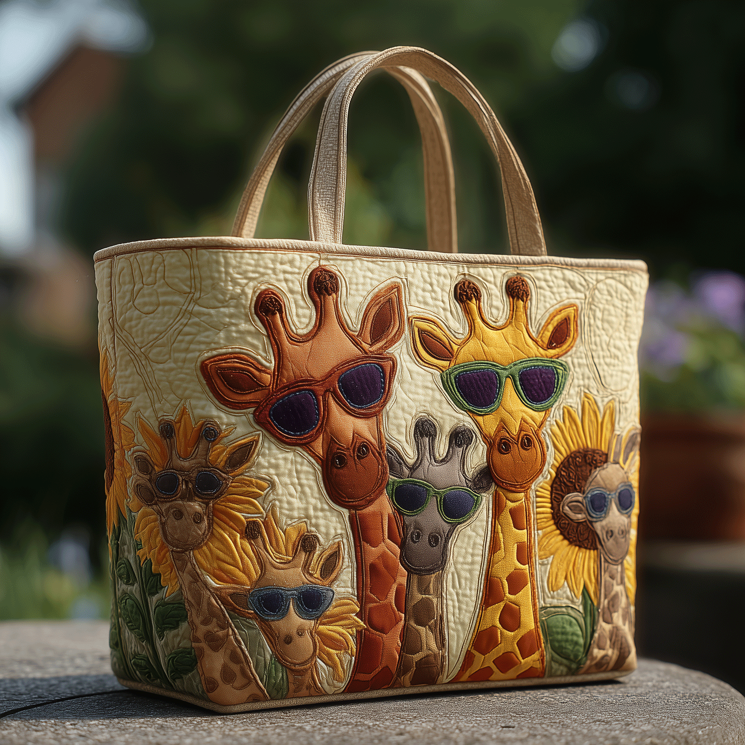 Sunny Giraffe Vibes Quilted Tote Bag Best Giraffe Gifts