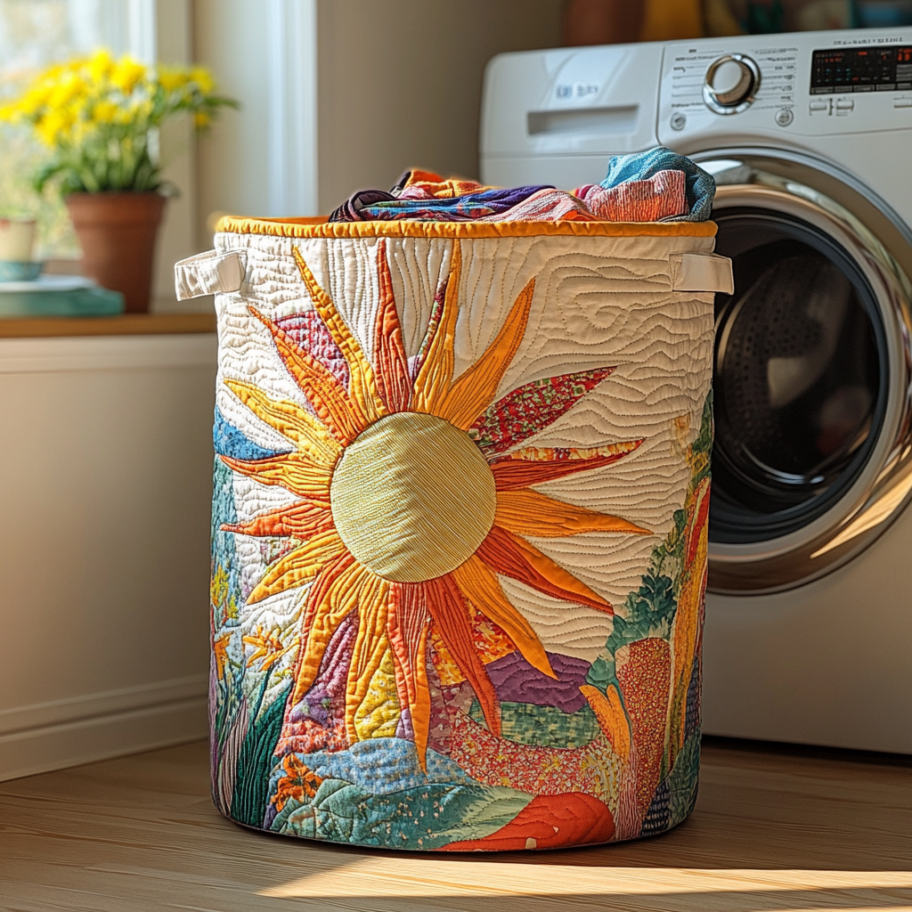 Sunny Glow Quilted Laundry Basket Must-Have Laundry Essential