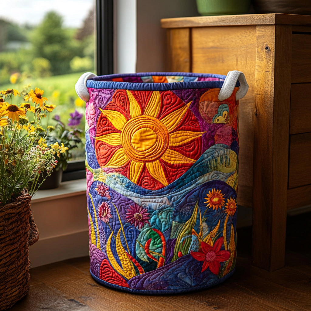 Sunny Glow Quilted Laundry Basket Perfect Gift For Apartment Living
