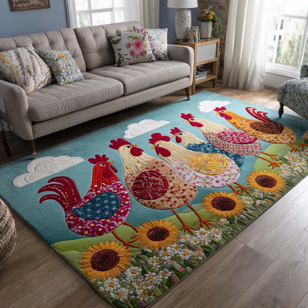 Sunny Hens Area Rug Dining Room Table Decorated For Christmas Best Gifts For Chicken Owners