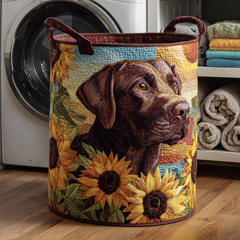 Sunny Lab Field Quilted Laundry Basket Lovely Quilted Laundry Basket Gift for Mom or Grandma